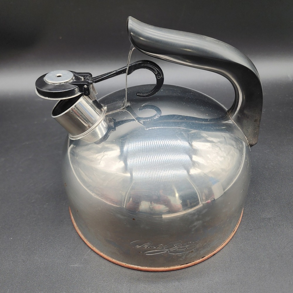 Revere Ware 2qt Silver Copper Bottom Whistling Tea Kettle Paul Revere Signature